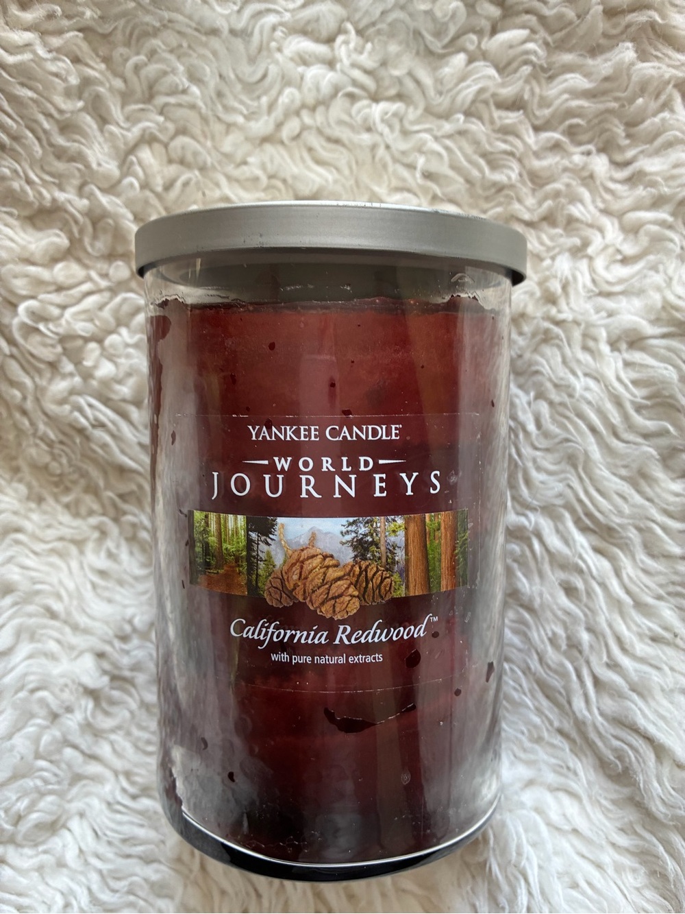 Yankee Candle California Redwoods discontinued Deep Red Jar large size two wicks